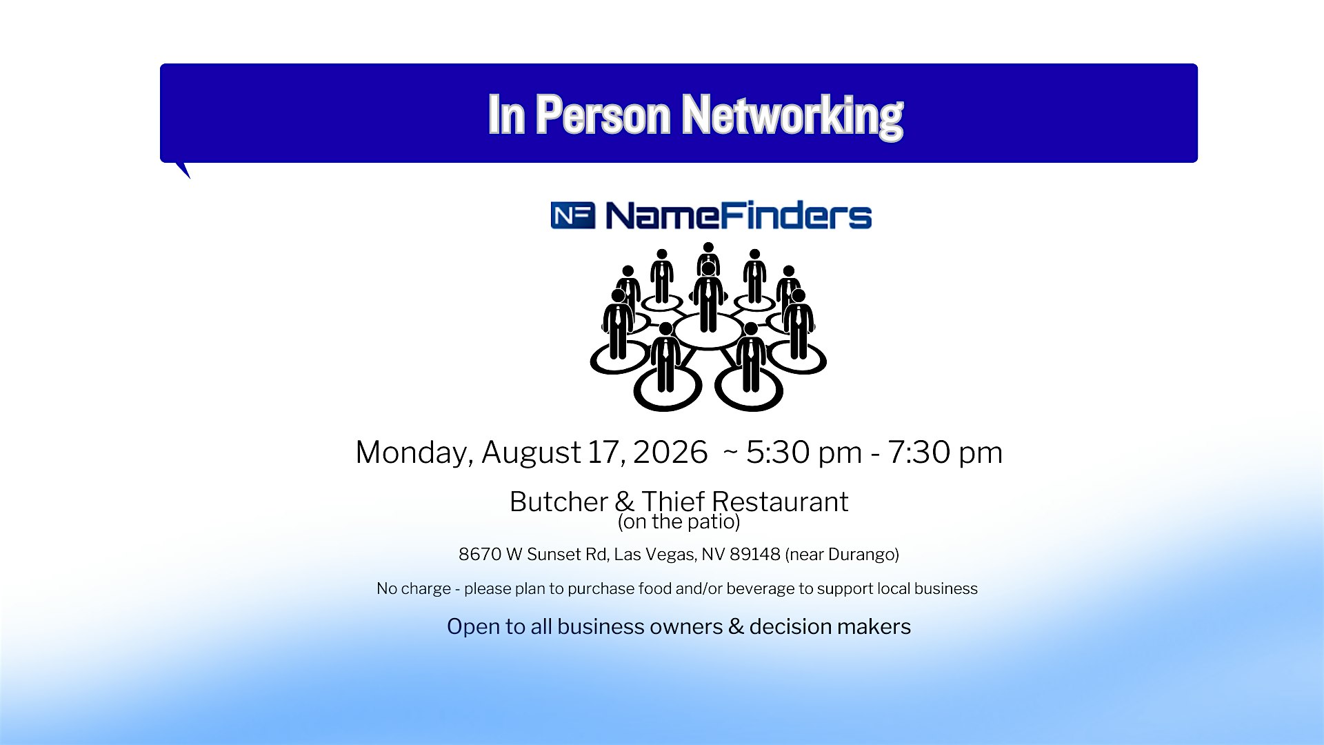 NameFinders Las Vegas August 2026 In-Person Business Networking Event 1
