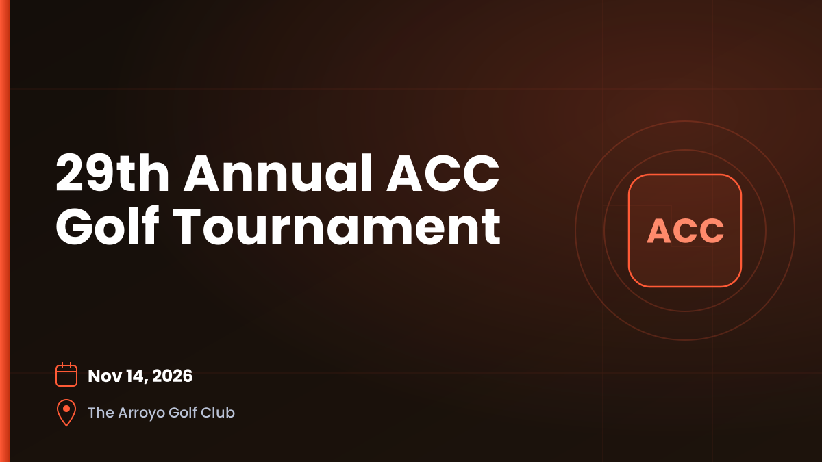 29th Annual ACC Golf Tournament — Nov 14, 2026, The Arroyo Golf Club